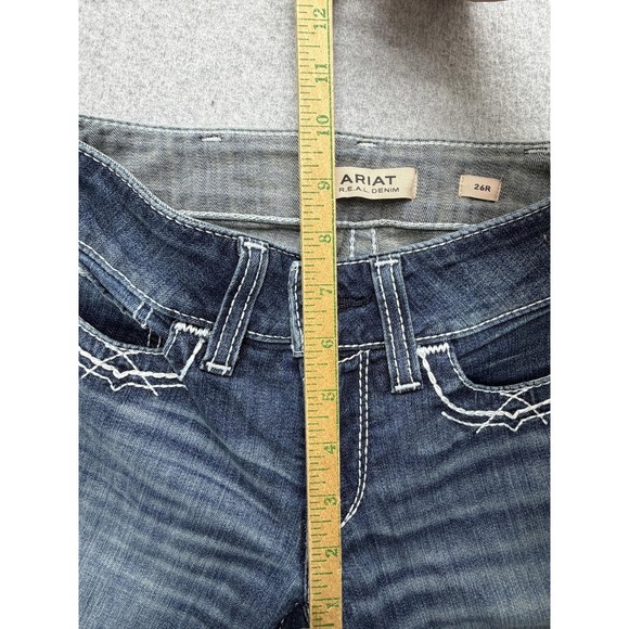 Ariat REAL Denim Jeans Womens 26R Blue Mid Rise Bootcut Stretch Embroidered - Picture 4 of 11